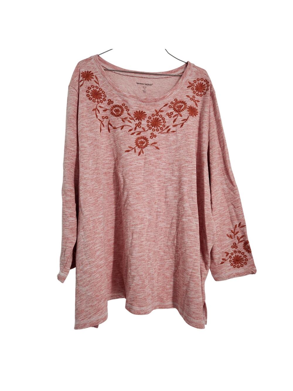 Woman Within Red Floral Top - Women's Plus Size 3X